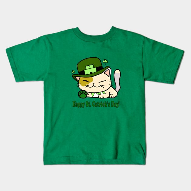 St. Catricks Day - Saint Patrick's Day - Cut Funny Cat - Kawaii Cat Kids T-Shirt by 1FunLife